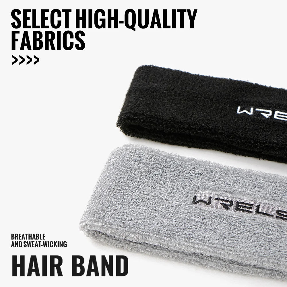 WRELS Sweatbands Sports Moisture Wicking Athletic Cotton Terry Cloth Sweatband Tennis Basketball Running Gym Sports Headband