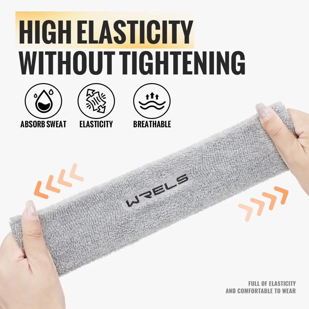 WRELS Sweatbands Sports Moisture Wicking Athletic Cotton Terry Cloth Sweatband Tennis Basketball Running Gym Sports Headband